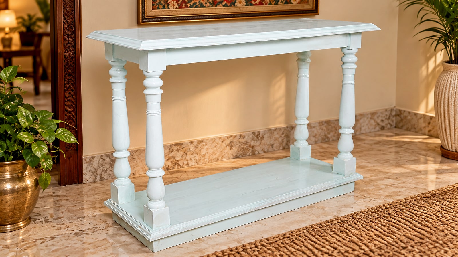 Pastel blue console table